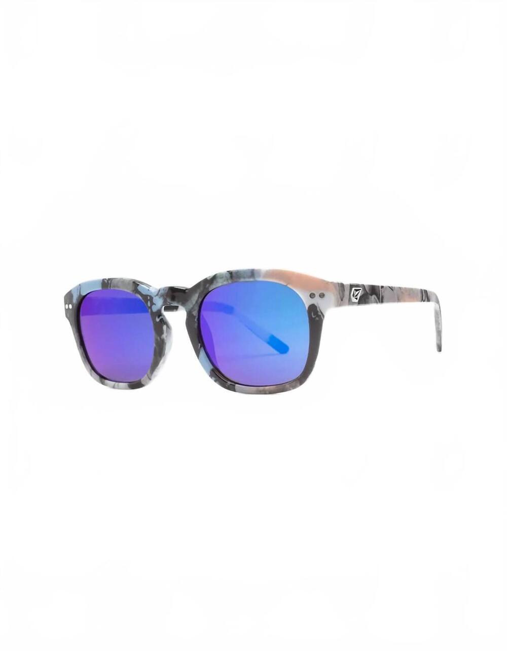 NEW VOLCOM men's earth tripper sunglasses in skulls/blue mirror